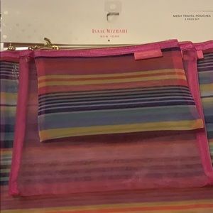 Isaac Mizrahi Mesh Travel Pouch (Pink/Strips)